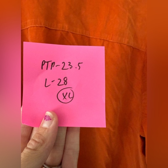 VTG The Loft Button Down Long Sleeve Blouse Shirt Flowy Shacket Orange Size L XL - Picture 8 of 8